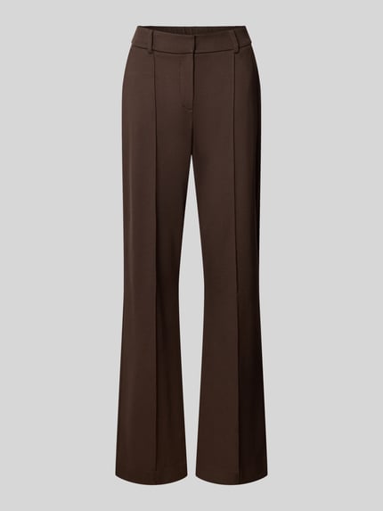 Produktfoto, dunkelbraune Relaxed Fit Gerade Hose aus Viskose-Mix Modell 'Luane Long' von OPUS PANTS, glatte Textur, Damen Gerade Hose
