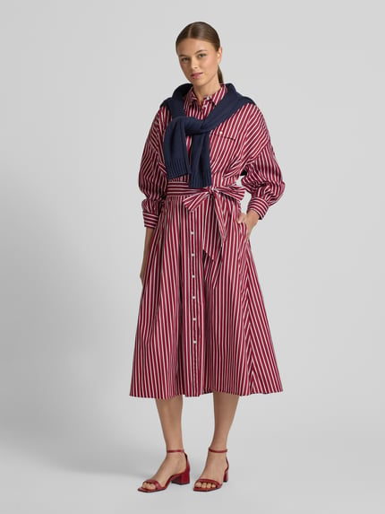 Lauren Ralph Lauren Getailleerde blousejurk van puur katoen model 'DRAVIN' Donkerrood - 1
