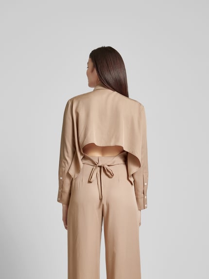 OH APRIL Kort overhemdblouse met knoopsluiting Taupe - 5