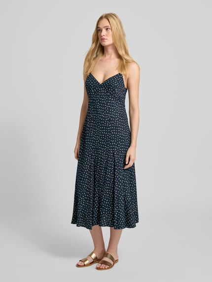 Polo Ralph Lauren Knielanges Kleid mit abgerundetem V-Ausschnitt Dunkelgruen 1