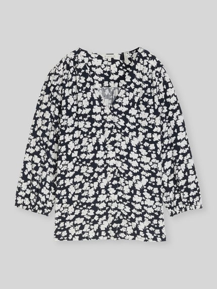 Tom Tailor Relaxed Fit Bluse mit Allover-Muster Dunkelblau 2