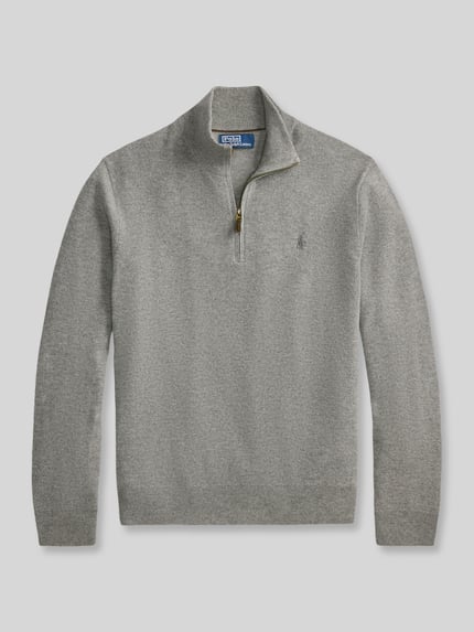 Polo Ralph Lauren Regular Fit Troyer aus reiner Wolle Mittelgrau 2