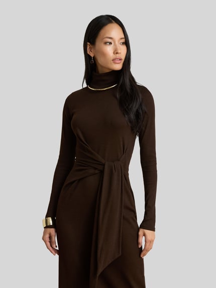 Lauren Ralph Lauren Regular Fit Freizeitkleid aus Baumwoll-Modal-Mix Dunkelbraun 1