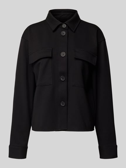 Produktfoto, Regular Fit Blazer mit Brusttaschen von Smith and Soul w kolorze czarnym, materiał z dodatkiem wiskozy, kołnierz, kieszenie na piersi, zapięcie na guziki, długość tyłu 58 cm, szerokość 50 cm, długość rękawa 60 cm
