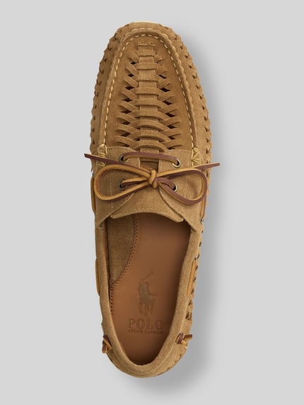 Polo Ralph Lauren Loafer aus echtem Leder mit Flecht-Details Camel 3