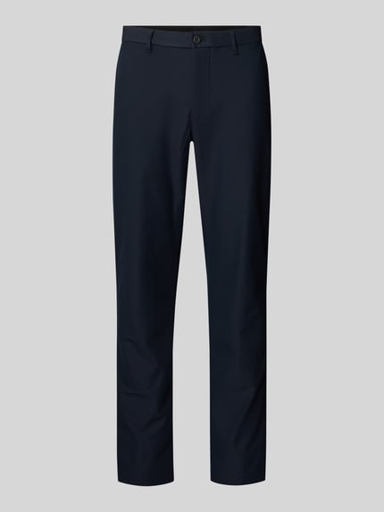 Produktfoto, Straight Leg Hose aus atmungsaktivem Material Modell 'Denton' von Tommy Hilfiger, Optik: Unifarben, Passform: Straight Leg, Applikation: Logo-Print, Gürtelschlaufen, Knopf und verdeckter Reißverschluss, seitliche Eingrifftaschen, Gesäßtaschen.