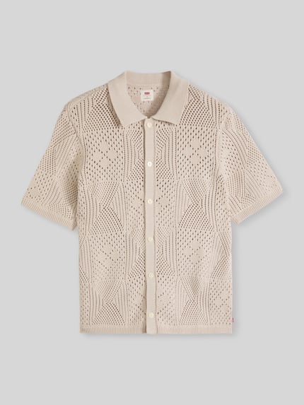 Levi's® Regular Fit Kurzarmhemd aus Baumwoll-Strick Offwhite 2
