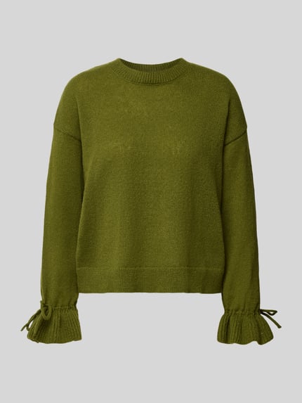 PIECES Sweter z marszczonymi rękawami Oliwkowy 2