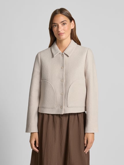 COMMA Regular fit blazer van een mix van viscose en wol Offwhite - 4