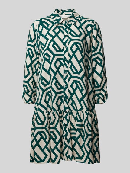 Apricot Knielanges Kleid mit geometrischem Muster Gruen 2