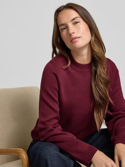 Jake*s Collection Strickpullover mit Rundhalsausschnitt Aubergine 3