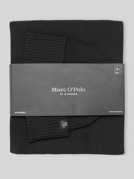 Marc O'Polo Schal mit Label-Patch im 2-teiligen Set Anthrazit 3