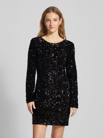ONLY Körpernahes Cocktailkleid mit Paillettebesatz Modell 'CONFIDENCE' Metallic Black 4