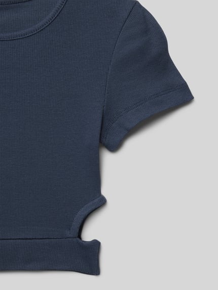 Blue Effect T-shirt krótki z wycięciem Granatowy 2