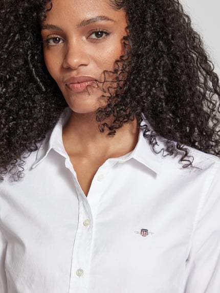 GANT Slim fit overhemdblouse met labelstitching Wit - 3