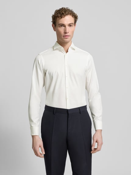 Jake*s Regular Fit Businesshemd aus Twill Ecru 4