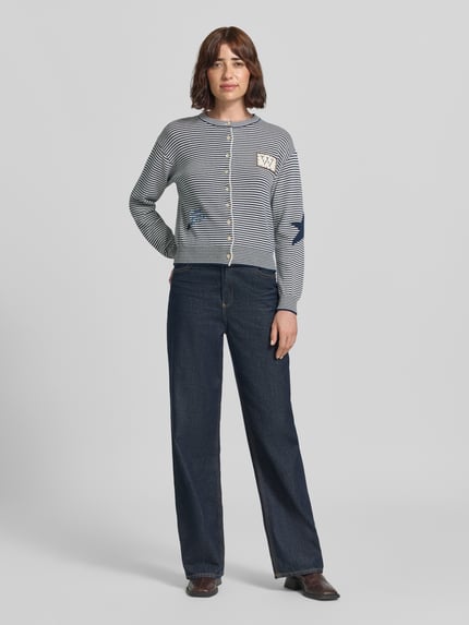 Weekend Max Mara Regular Fit Strickjacke aus Baumwoll-Mix Modell 'TEIERA' Dunkelblau 1