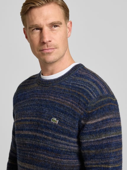 Lacoste Regular fit gebreide pullover van wolmix Donkerblauw - 3