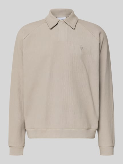 REVIEW Sweatshirt mit Polokragen Hellgrau 2