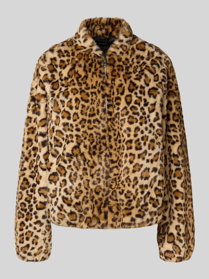 VERO MODA Regular Fit Webpelzjacke mit Allover-Muster Modell 'SONJALIGA' Mittelbraun Mel 2