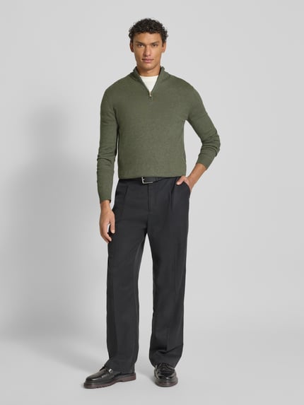 ONLY & SONS Regular Fit Troyer aus Baumwoll-Viskose-Mix Modell 'LOUI' Mittelgrau Melange 1