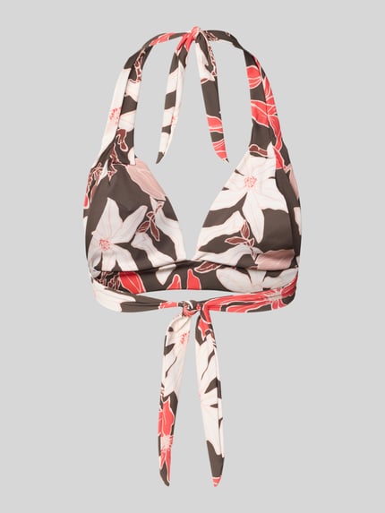 Produktfoto, Bikini-Oberteil mit Neckholder Modell 'Camolo' von Barts, florales Muster, V-Ausschnitt, Schnürverschluss, Material-Mix mit Stretch-Anteil.