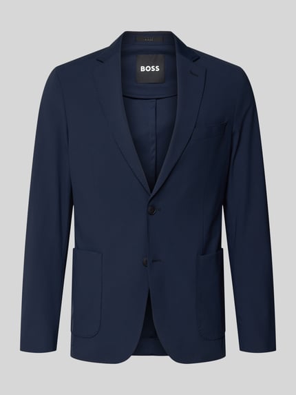 Produktfoto, Slim Fit Anzugsakko mit Reverskragen Modell 'P-HANRY-J-WG-233' von BOSS, efekt: jednolity kolor, krój slim fit, zaszewki, kołnierz z połami, listwa z 2 guzikami, zapięcie na 2 guziki, długi rękaw, zakończenie rękawów: nachodzące na siebie guziki, brustasza, nakładane boczne kieszenie, wykończenie materiału: four-way-stretch.