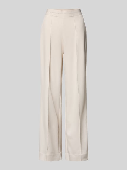 Productfoto, Wide Fit Stoffhose met viscose-aandeel model 'Lurex' van monari, elastische mix, steekzakken, beige kleur, gladde textuur
