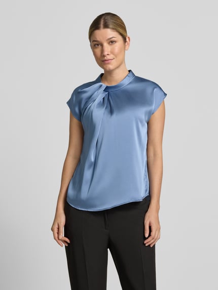 Neo Noir Top bluzkowy z satyny z detalem w postaci węzła model 'Fleur Drapy' Szaroniebieski 4