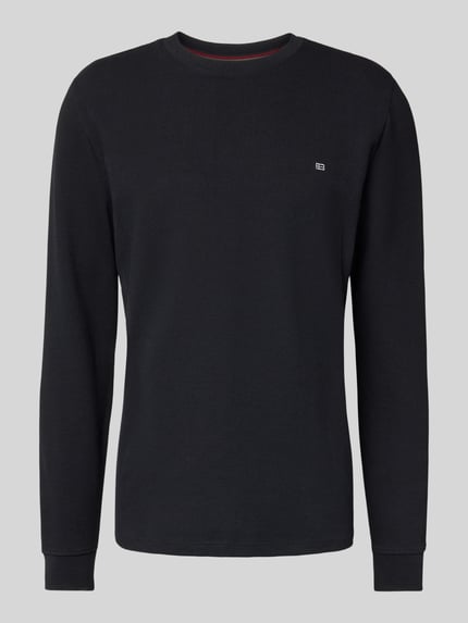 Christian Berg Men Longsleeve mit Strukturmuster und Rundhalsausschnitt Black 2