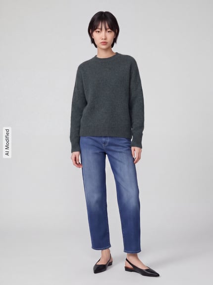 VERO MODA oversized pullover met wol model 'BOOM' Donkergroen - 1