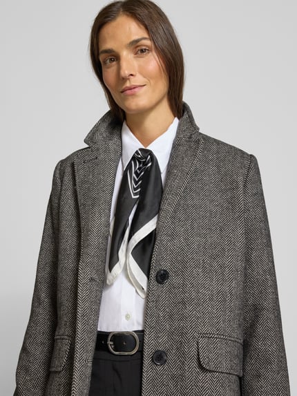 Lauren Ralph Lauren Regular fit lange wollen jas met reverskraag en klepzakken Donkergrijs gemêleerd - 3