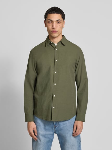 JACK & JONES Regular Fit Freizeithemd mit Kentkragen Modell 'BREEZE' Oliv 4