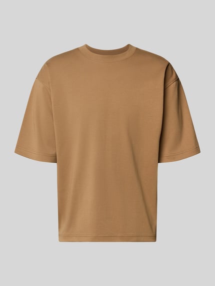 Productfoto, Relaxed Fit T-shirt met ronde hals van JAKE*S STUDIO MEN in effen bruin, puur katoen, korte mouw, ruglengte maat M 67 cm