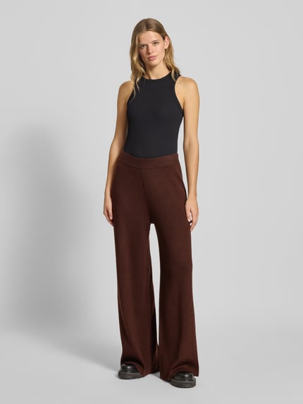 Karo Kauer Stoffhose mit Woll-Anteil Dunkelbraun 1