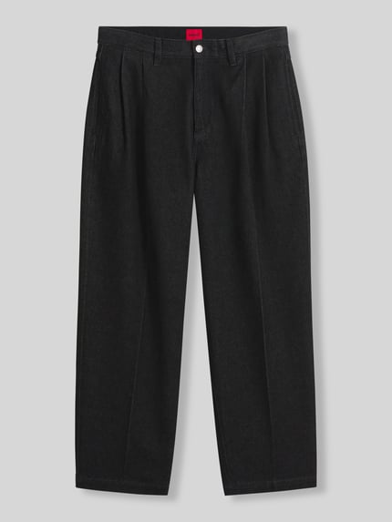 HUGO Jeansy o kroju baggy z czystej bawełny model 'HUGO 249' Czarny 2