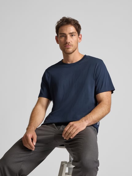Selected Regular Fit T-Shirt aus Baumwoll-Mix Modell 'ASPEN' Marine 3