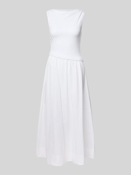 Productfoto, Cocktailjurk in asymmetrisch design model 'Felicity' van Forever New, viscose-elastaan mix, getailleerde fit, midijurk, 2-in-1-look, wit, gladde stof, vloeiende lijnen