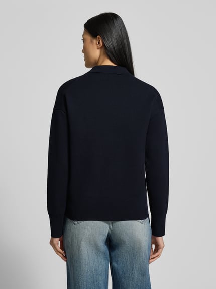 Jake*s Studio Woman Sweter z dzianiny z Kołnierzyk polo i Brustasza Granatowy 5