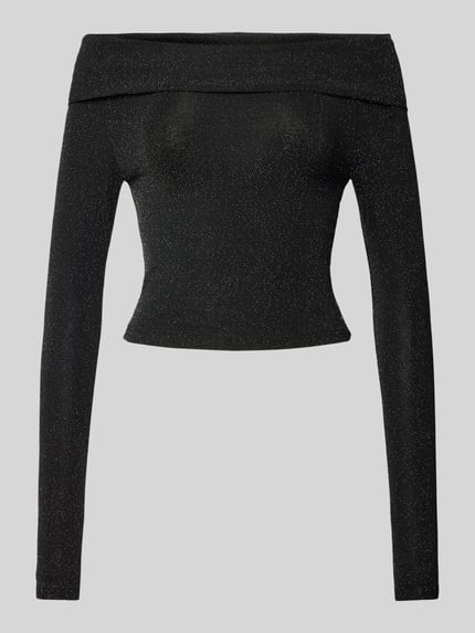 REVIEW X GNO Slim Fit Langarmshirt mit Carmen-Ausschnitt Black 2