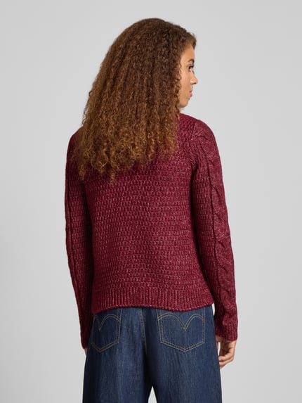 PIECES Regular Fit Strickpullover mit Woll-Anteil Modell 'NINA' Dunkelrot Melange 5