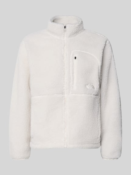 Produktfoto, Fleecejacke mit Stehkragen und Brusttasche Modell 'EXTREME PILE' von The North Face, Futerko, krój regular fit, stójka, zamek błyskawiczny, brustasza, wyhaftowane logo, Długość tyłu w rozmiarze M: 67 cm, Długość rękawów w rozmiarze M: 70 cm