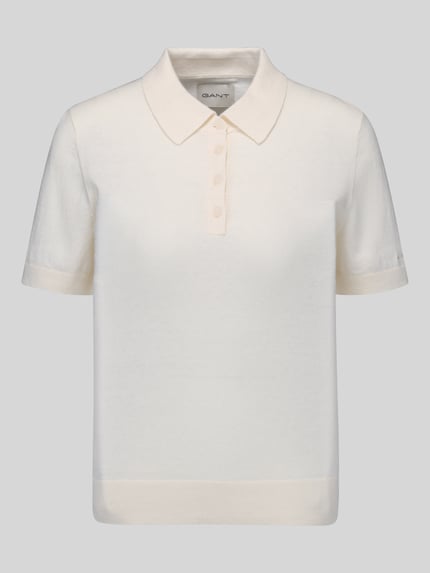 GANT Regular fit poloshirt van mix van katoen en kasjmier Offwhite - 2