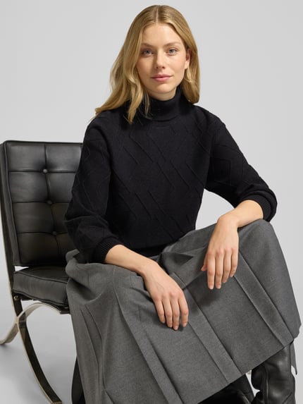 FREE/QUENT Gebreide pullover met ribboorden, model 'Saturn' Zwart - 3