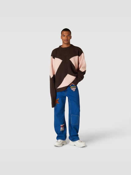 GmbH Oversize’owy sweter o wyglądzie dzianiny Ciemnobrązowy 1