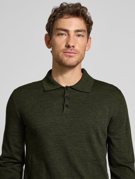 Cruna Strickpolo aus reiner Wolle Khaki 3