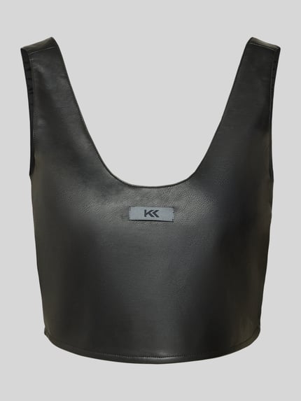 Karo Kauer Bovenkant met labelbadge in leerlook Zwart - 2