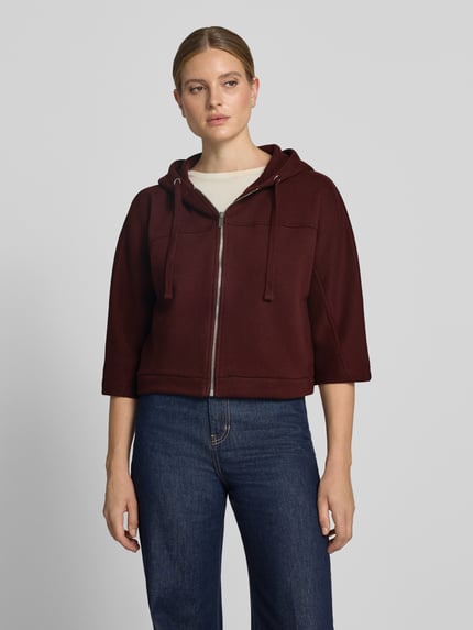 OPUS Loose Fit Sweatjacke aus Baumwoll-Mix Modell 'Giela' Bordeaux 4