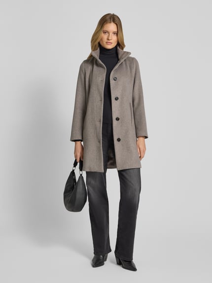 s.Oliver RED LABEL Slim Fit Mantel mit Woll-Anteil Taupe Melange 1