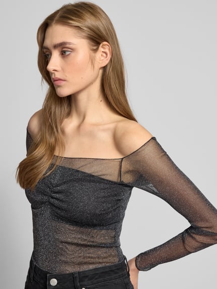Gina Tricot Shirt met lange mouwen en boothals, model 'Ballerina' Zwart - 3